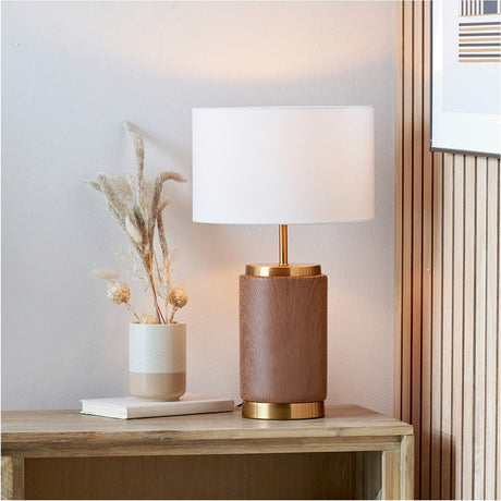 Carrara Wood Effect Ceramic Table Lamp - 48cm