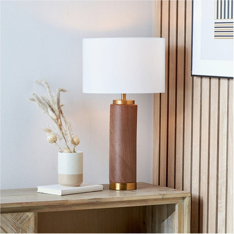 Carrara Wood Effect Ceramic Tall Table Lamp - 55cm
