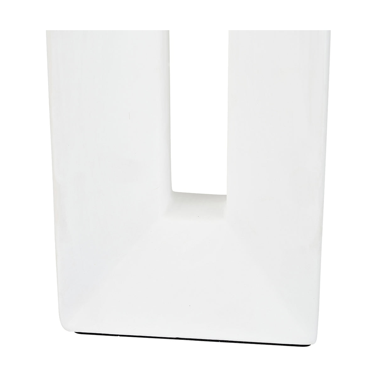 Close-up of the Block White Ceramic Tall Table Lamp base, showing the glossy white ceramic block shape with a U-shaped cut-out, on a plain white background.