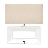 Block White Ceramic Rectangular Table Lamp, 35cm, with an open rectangular base and a rectangular linen shade, shown on a plain white background.