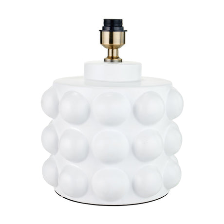 Serenity White Bobbled Ceramic Large Table Lamp with Sage Cotton Shade