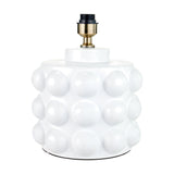 Serenity White Bobbled Ceramic Large Table Lamp Base, 36cm, with cylindrical raised-bobble texture and brass-effect fitting, shown on a plain white background.