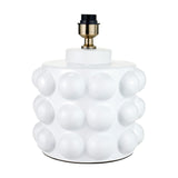 Serenity White Bobbled Ceramic Large Table Lamp Base, 36cm, with cylindrical bubble-textured body and antique brass fitting, shown on a plain white background.