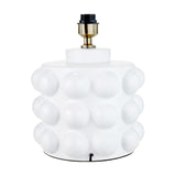 Serenity White Bobbled Ceramic Large Table Lamp Base, 36cm, with a cylindrical bubble-textured body and brass-tone fitting, shown on a plain white background.