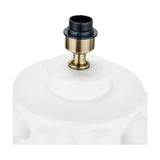 Close-up of the Serenity White Bobbled Ceramic Large Table Lamp Base showing the antique brass fitting and threaded socket atop the white ceramic base, plain white background.