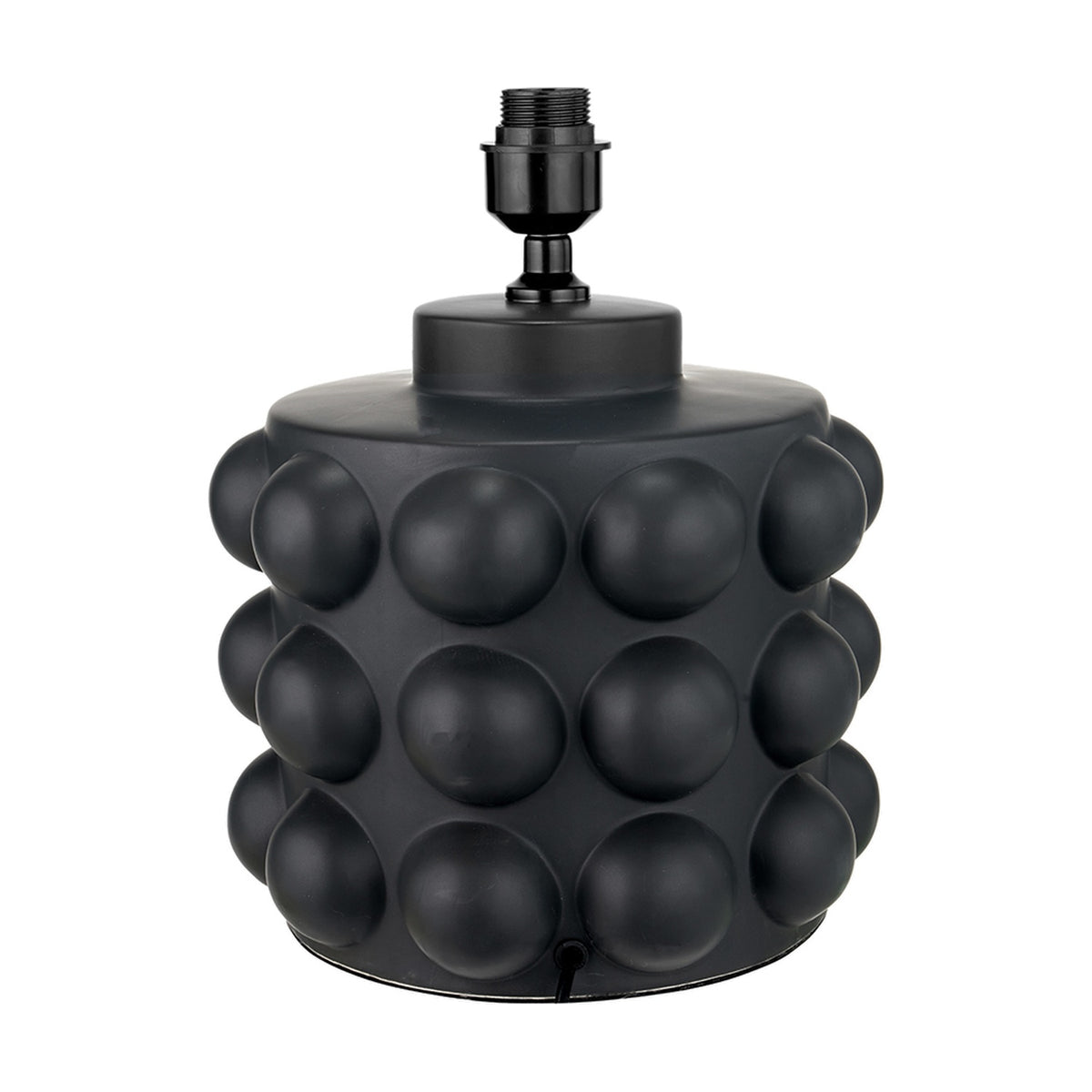 Serenity Black Bobbled Ceramic Large Table Lamp Base, 36cm, with a cylindrical bobbled body and black metal fitting, shown on a plain white background.