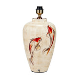 Emerayn Koi Ceramic Table Lamp Base, 46cm, cream body hand-painted with red and orange koi fish, brass-tone fitting, on a plain white background.