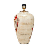Emerayn Koi ceramic table lamp base, 46cm, in cream with hand-painted koi fish design in red and grey, brass fitting, on a plain white background.