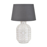 Tania Grey & White Pattern Ceramic Table Lamp with Steel Self Shade