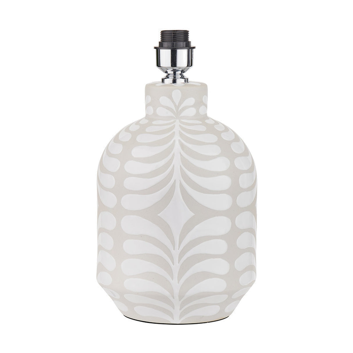 Tania Grey & White Pattern Ceramic Table Lamp with Steel Self Shade