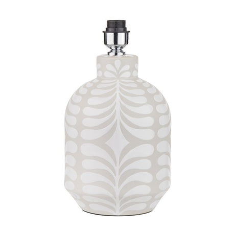 Tania Grey & White Pattern Ceramic Table Lamp with Steel Self Shade
