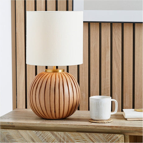 Ezekiel Natural Terracotta Textured Ball Table Lamp - 48cm