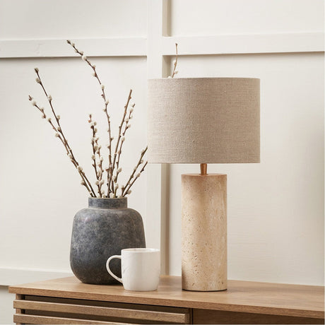Kanoa Limestone Cylinder Table Lamp - 47cm