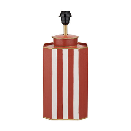 Raya Cinnamon & White Hand Painted Metal Table Lamp with Black Shade
