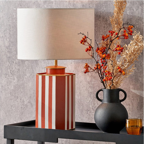 Raya Cinnamon & White Hand Painted Iron Table Lamp Base - 43cm