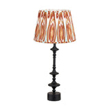 Emilio Matt Black Candlestick Table Lamp with Cinnamon Ikat Shade