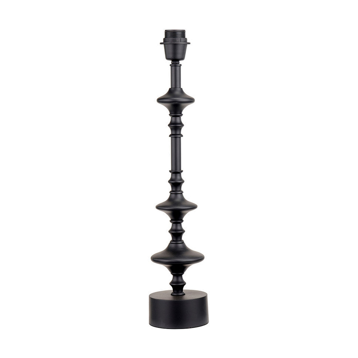 Emilio Matt Black Candlestick Table Lamp with Cinnamon Ikat Shade