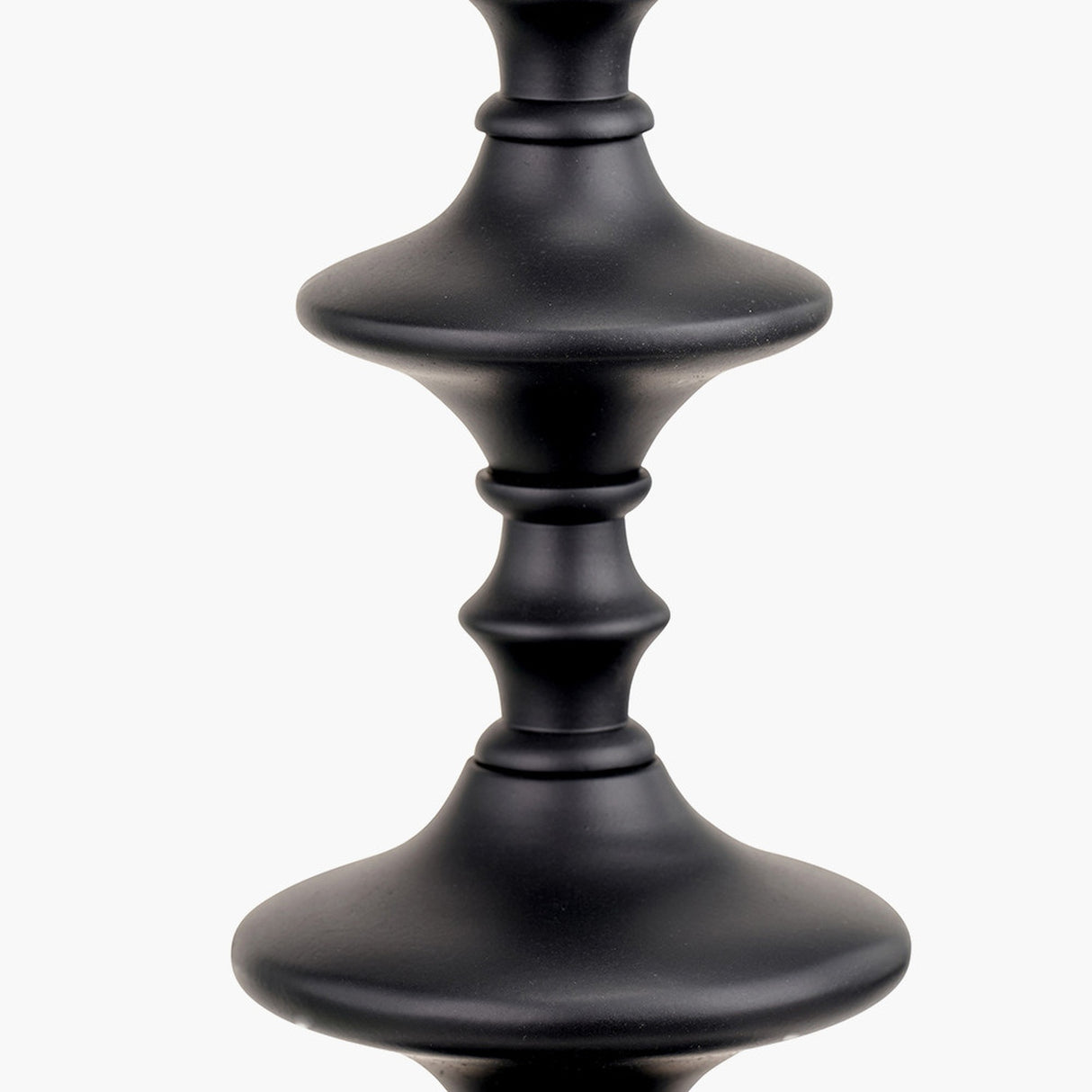 Emilio Matt Black Candlestick Table Lamp with Cinnamon Ikat Shade