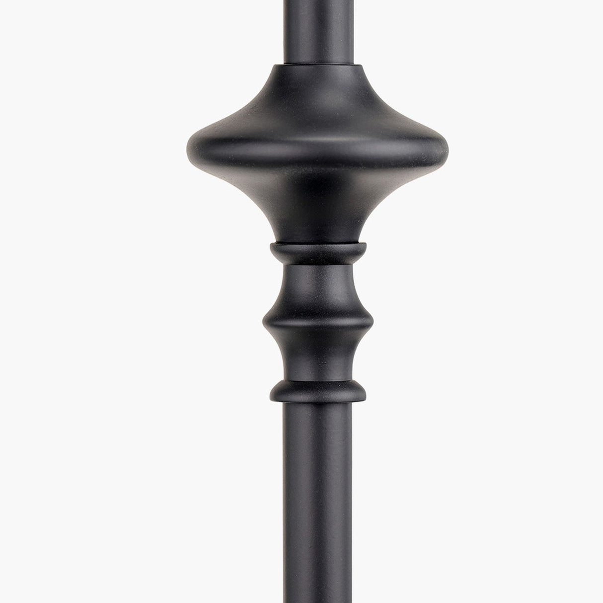Emilio Matt Black Candlestick Table Lamp with Cinnamon Ikat Shade