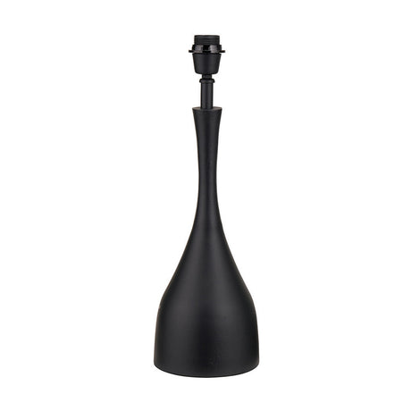Llora Matt Black Metal Curved Table Lamp with Cinnamon Ikat Shade