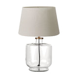 Josie Clear Glass & Antique Brass Table Lamp with Cream Calico Shade