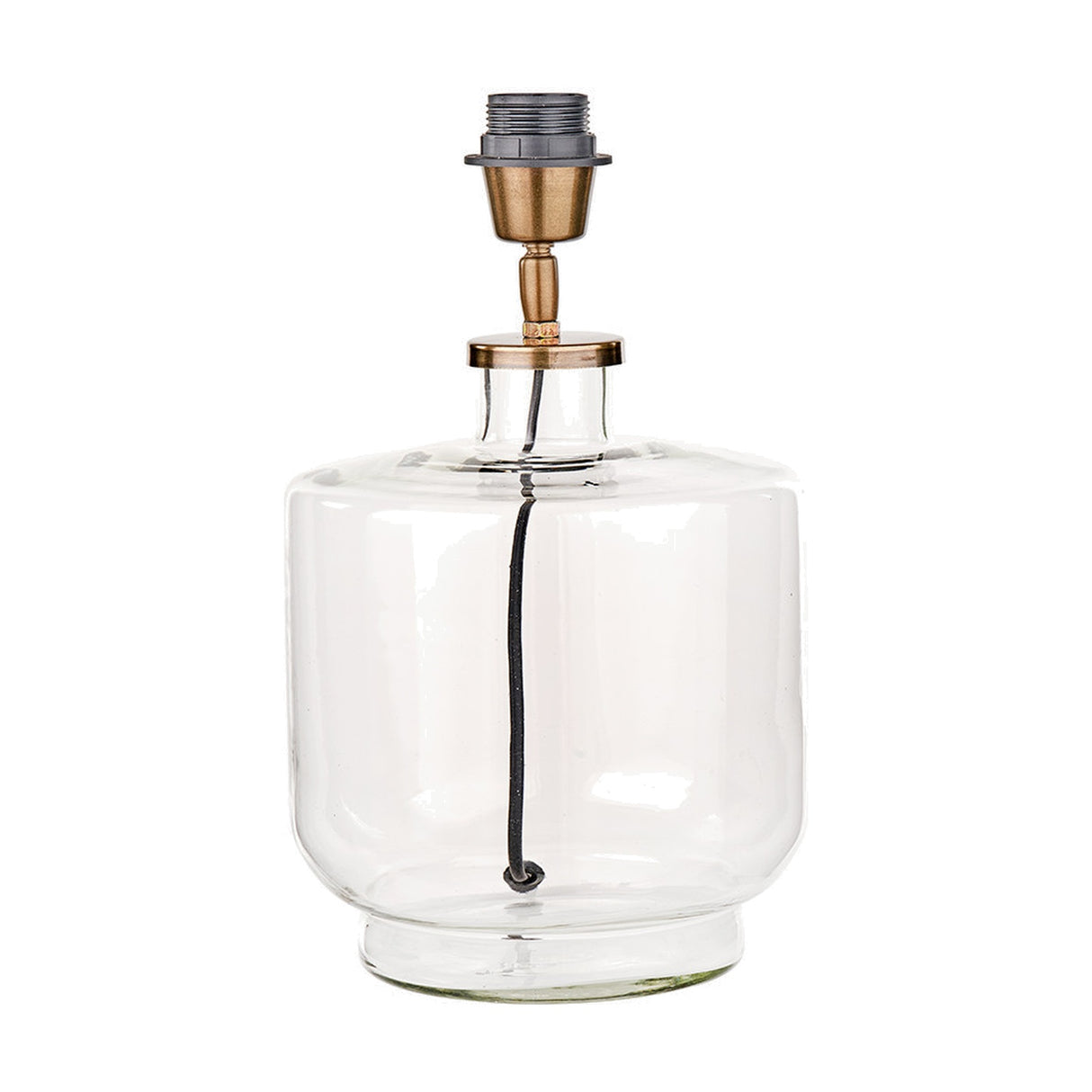 Josie Clear Glass & Antique Brass Table Lamp with Cream Calico Shade