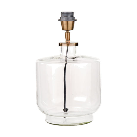 Josie Clear Glass & Antique Brass Table Lamp with Cream Calico Shade