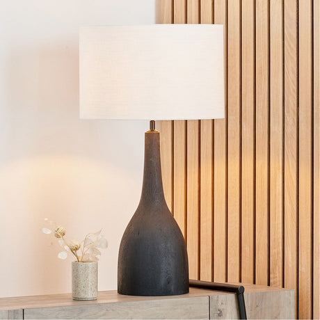 Corella Black Mango Curved Table Lamp with White Self Lined Shade