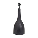 Corella Black Mango Curved Table Lamp Base, 54cm, with a bottle-shaped wooden body and black metal fitting, shown on a plain white background.