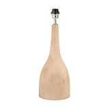 Corella Mango Curved Table Lamp Base, 54cm, with a smooth curved wooden body in natural tone, tapered neck, and chrome fitting with black bulb holder, on a plain white background.