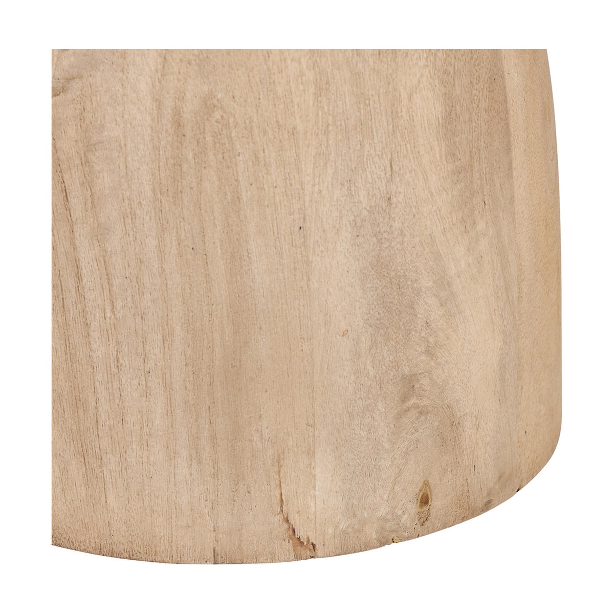 Close-up of the Corella Mango Curved Table Lamp Base, 54cm, showing natural wood grain with a smooth, rounded silhouette against a plain white background.