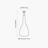 Line drawing of the Corella Mango Curved Table Lamp Base showing dimensions: 54cm height, 20cm width and 20cm diameter, on a plain background.