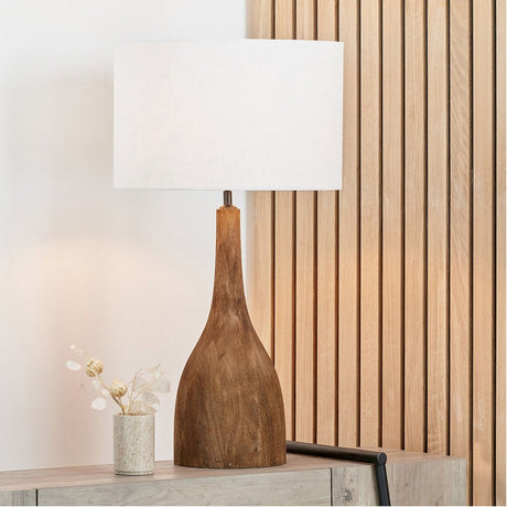 Corella Chocolate Brown Mango Curved Table Lamp with White Self Shade