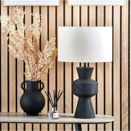 Koa Black Mango Contemporary Table Lamp with White Self Lined Shade