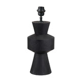 Koa Black Mango Contemporary Table Lamp Base, 43cm, with sculptural stacked geometric wood forms and black metal fitting, shown on a plain white background.
