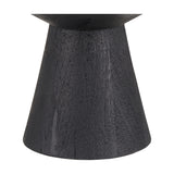 Close-up of the Koa Black Mango table lamp base, 43cm, showing a tapered cone wood base with a dark, textured black finish on a white background.