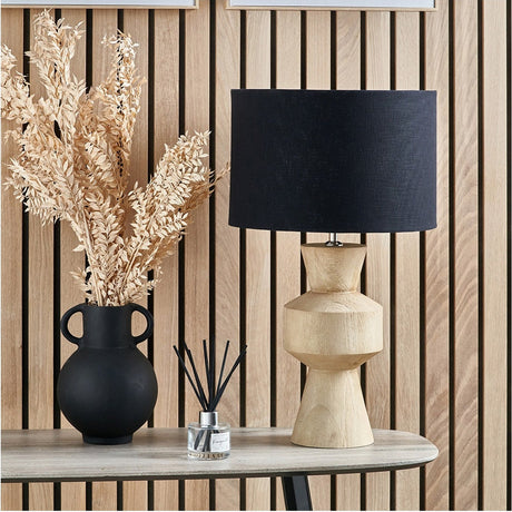Koa Mango Contemporary Table Lamp with Black Self Lined Shade