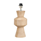 Koa Mango Contemporary Table Lamp Base, 43cm, with a sculptural natural wood body in geometric tiers and a chrome fitting, shown on a plain white background.