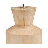 Close-up of the Koa Mango table lamp base, 43cm, showing natural wood grain with a tapered column and silver metal fitting, on a plain white background.