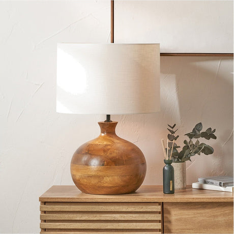 Kiah Brown Oiled Finish Mango Table Lamp Base - 30cm