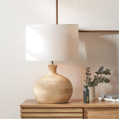 Kiah Mango Round Table Lamp with White Self Lined Shade - 40cm