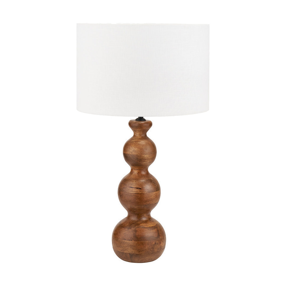 Nyari Brown Oiled Finish Mango 3 Ball Table Lamp with White Shade
