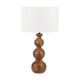 Nyari Brown Oiled Finish Mango 3 Ball Table Lamp with White Shade
