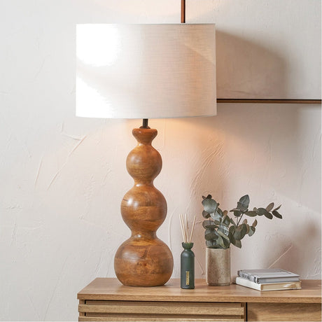 Nyari Brown Oiled Finish Mango 3 Ball Design Table Lamp Base - 54cm