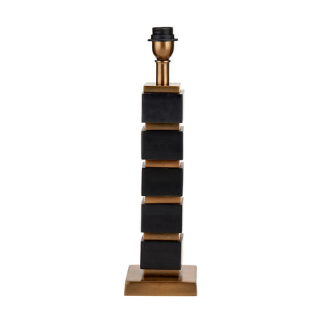 Maximo Matt Black & Antique Brass Cube Table Lamp with Black Shade