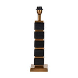 Maximo Matt Black & Antique Brass Cube Table Lamp with Ivory Shade