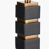 Maximo Matt Black & Antique Brass Cube Table Lamp with Ivory Shade