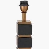 Maximo Matt Black & Antique Brass Cube Table Lamp with Ivory Shade