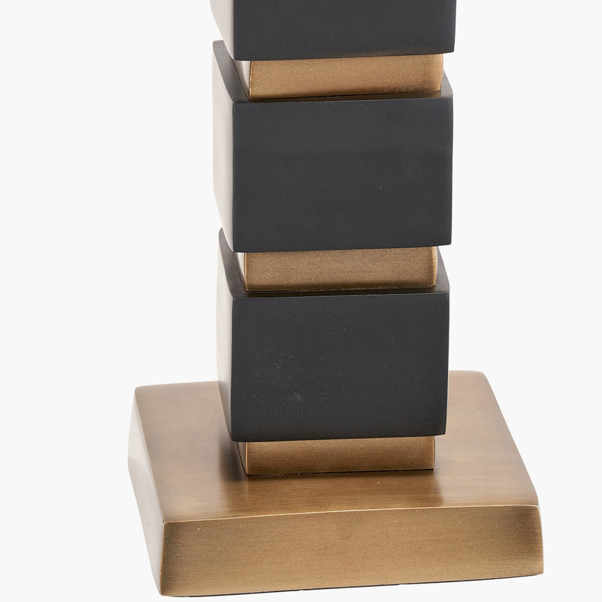 Maximo Matt Black & Antique Brass Cube Table Lamp with Ivory Shade