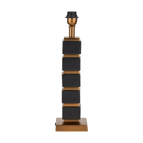 Maximo Matt Black & Antique Brass Cube Design Table Lamp Base - 49cm